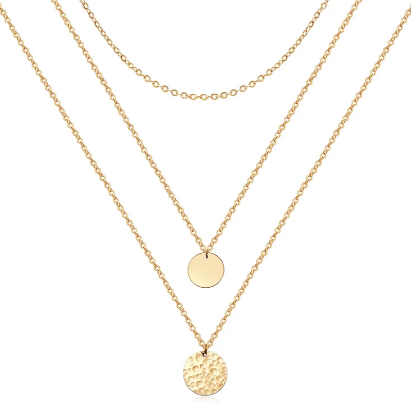 Layered Gold-tone Disc Necklace