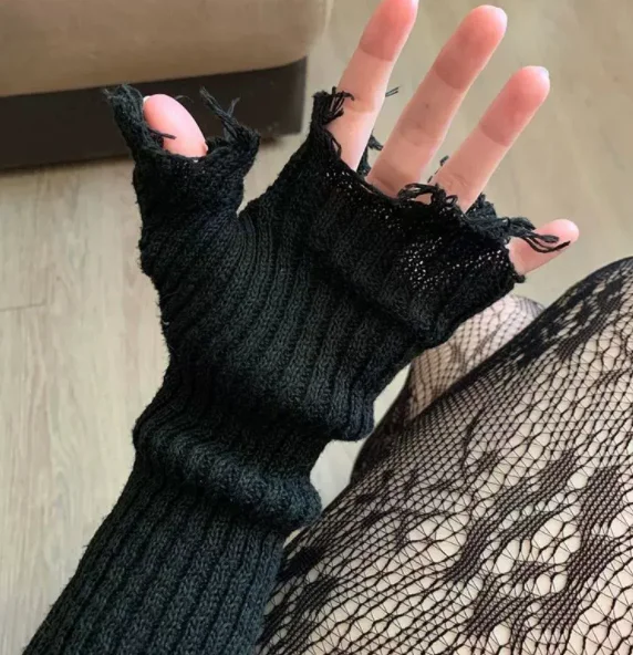 Tattered Knit Fingerless Gloves