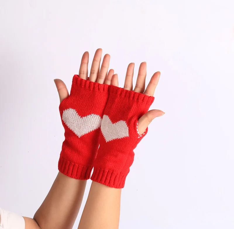 Big Heart Knit Fingerless Gloves