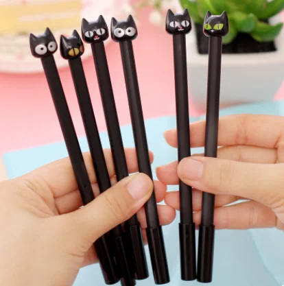 Black Cat Head Gel Pen Set (4 pens)