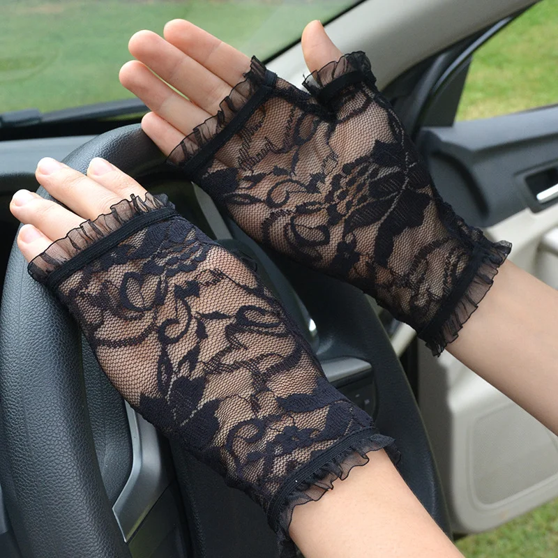 Black Lace Fingerless Gloves