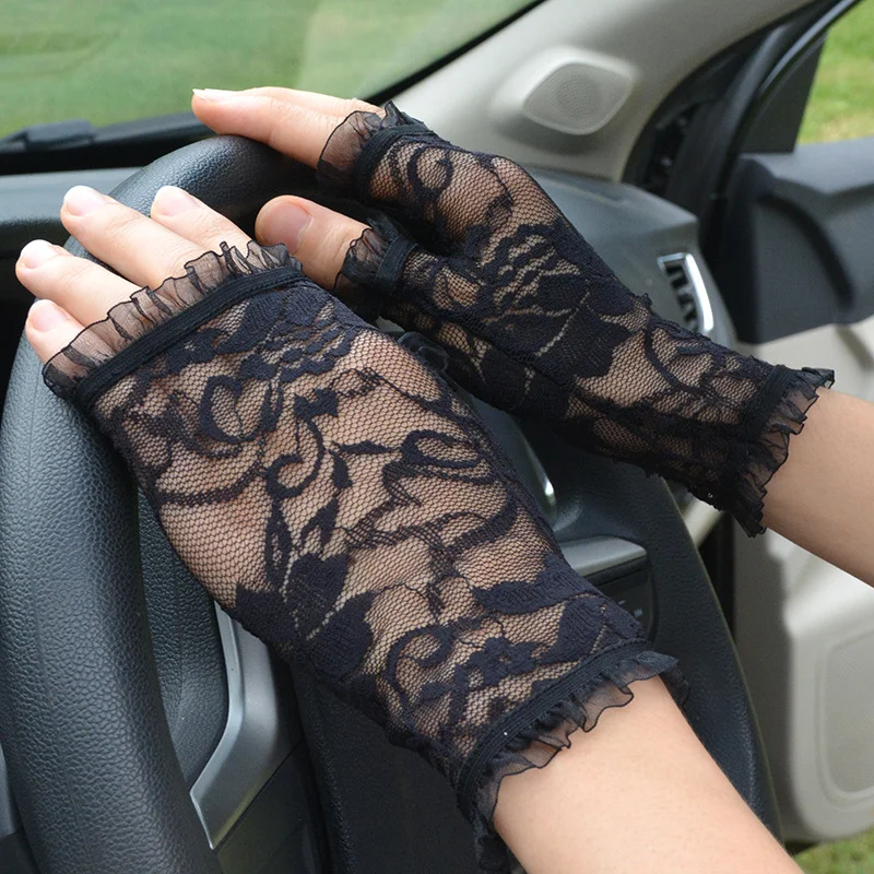 Black Lace Fingerless Gloves
