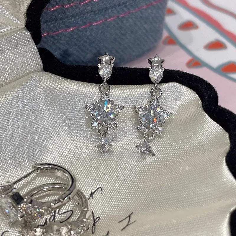 Star Zircon Drop Earrings