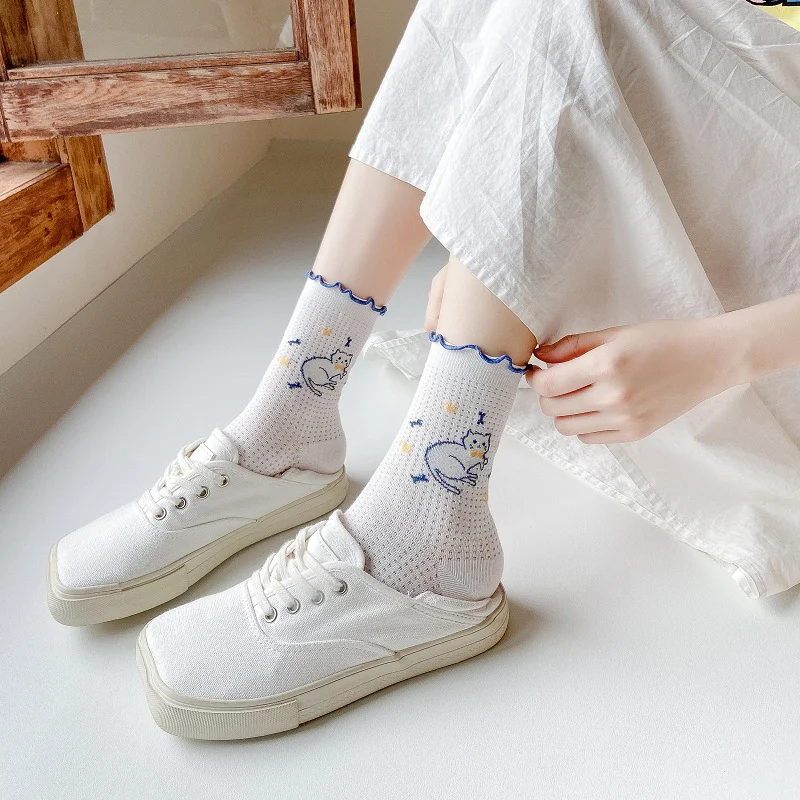 Cat Lace Pile Socks