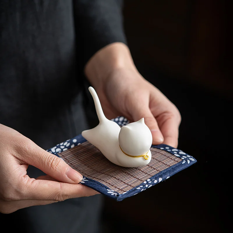 Ceramic Kitten Pen and Incense Holder