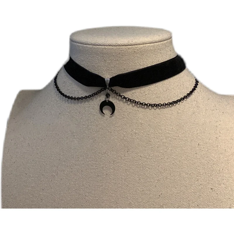 Crescent Moon Velvet Choker