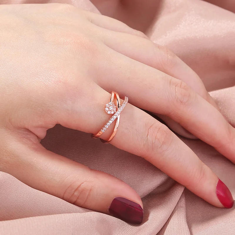 Sparkly Zircon Flower Ring