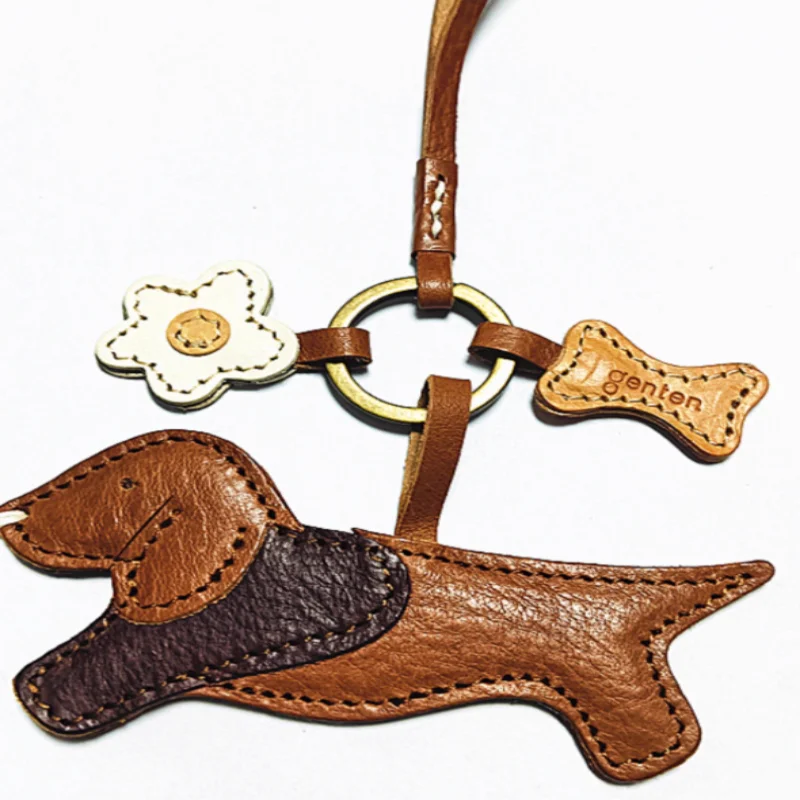Leather Dachshund Keychain