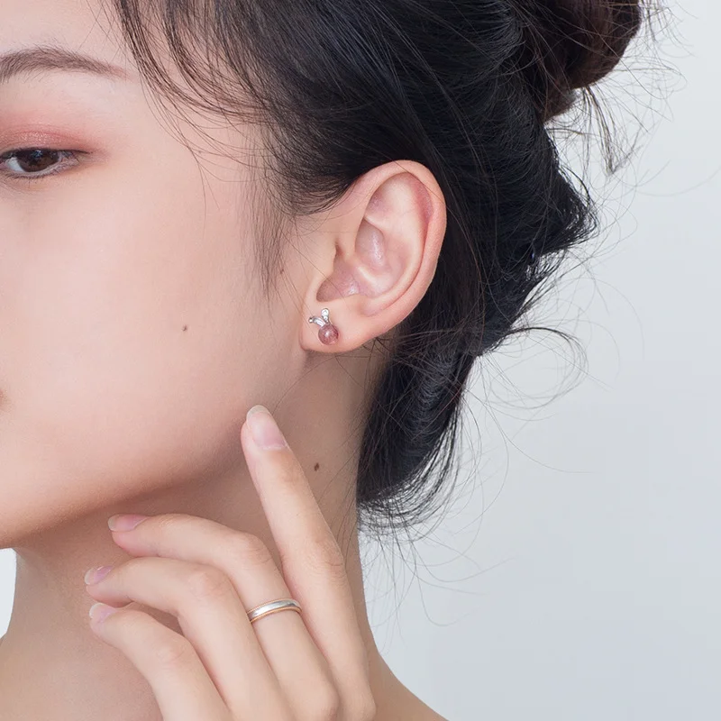 Rabbit And Strawberry Crystal Earrings
