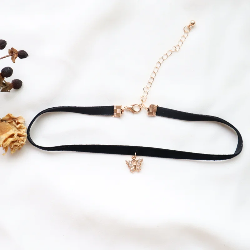 Dainty Black Charm Choker