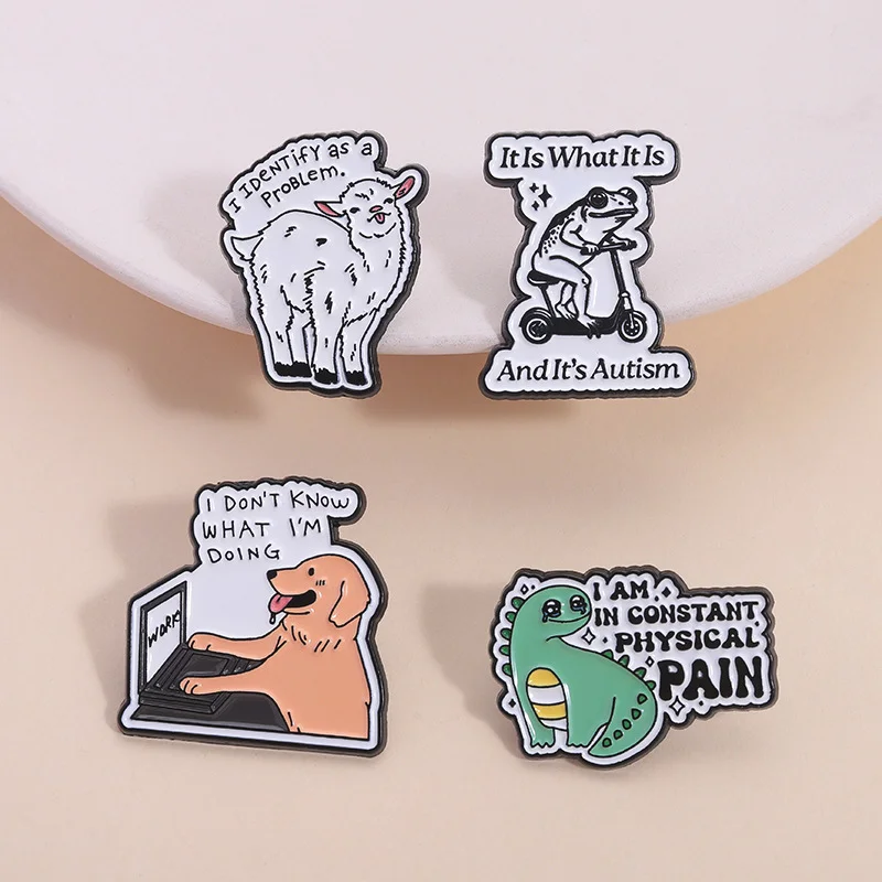 Cartoon Animal Slogan Pins