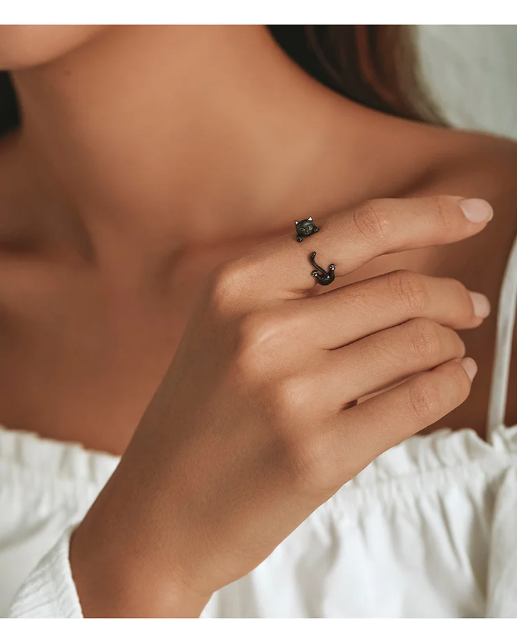 Black Cat Open Ring