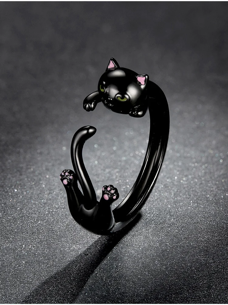 Black Cat Open Ring