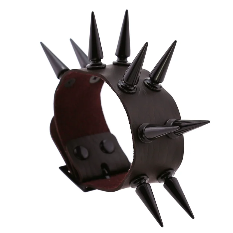 Emo Spike Bracelet Vegan Leather Punk Cuff Bangle