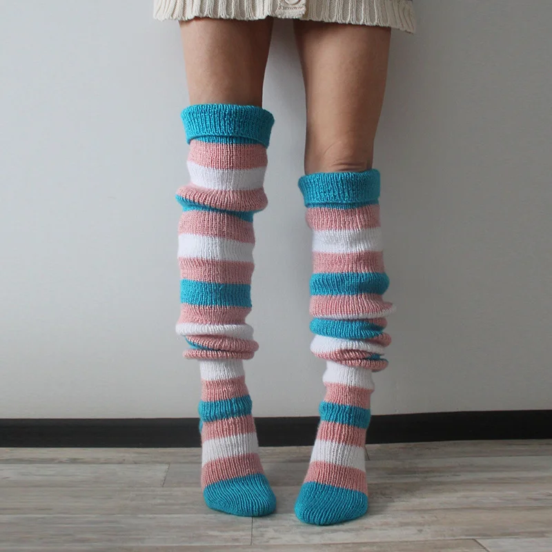 Y2K Striped Thigh High Socks