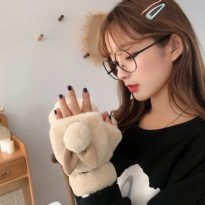 Bunny Flip Top Plush Mittens