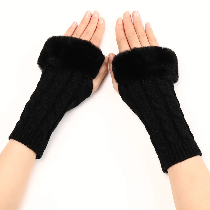 Fluffy Cuff Knit Arm Warmers