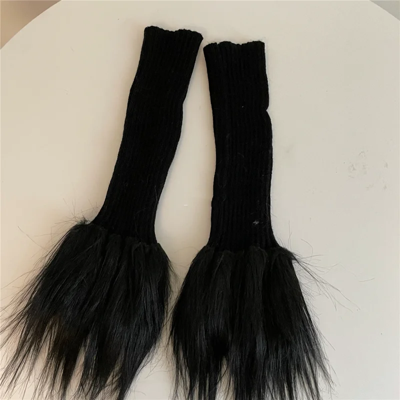 Fluffy Trim Knit Leg Warmers