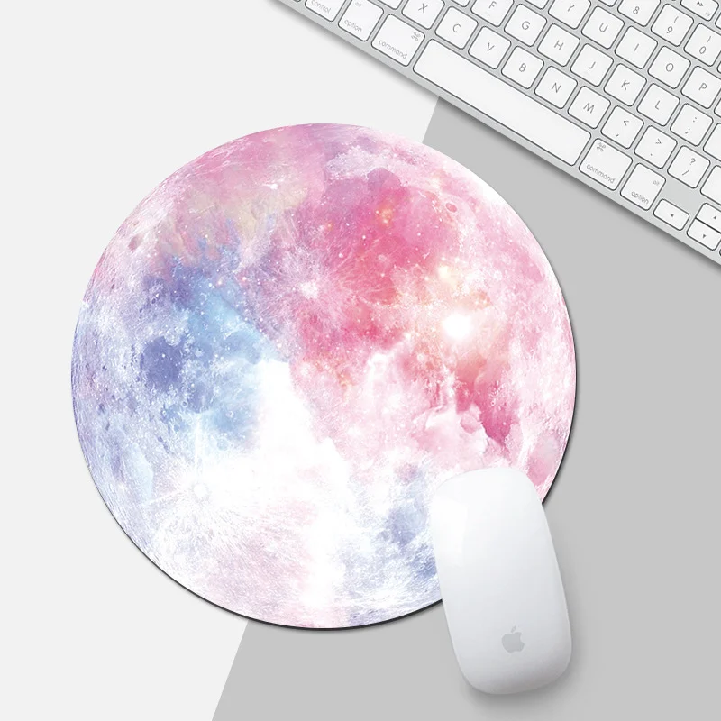 Galaxy Moon Round Mouse Pad