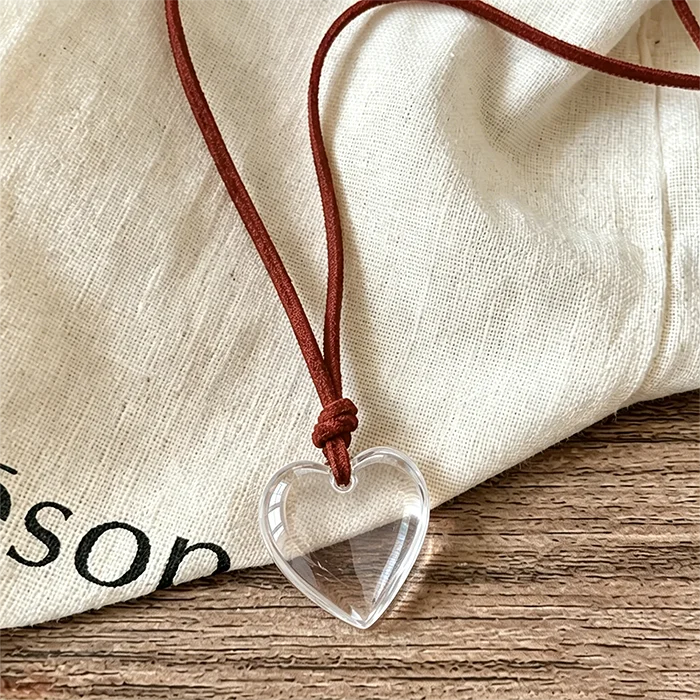 Puffy Glass Heart Necklace