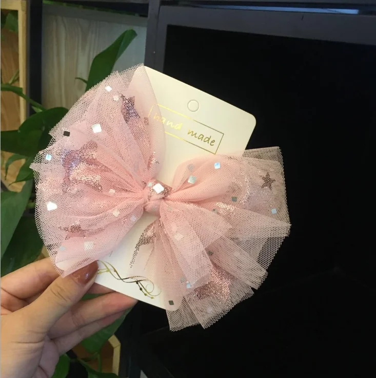 Glitter Star Tulle Bow Clip