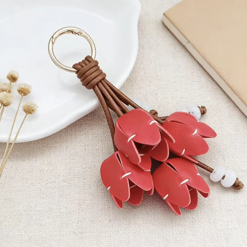 Leather Tulip Bunch Bag Charm