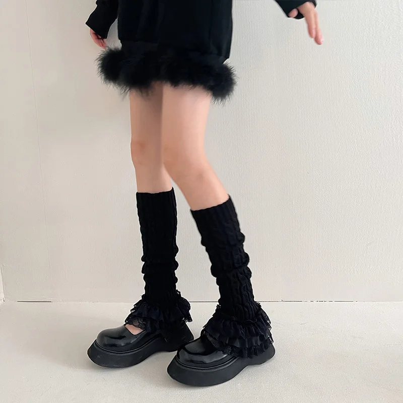 Lace Ruffle Knit Leg Warmers
