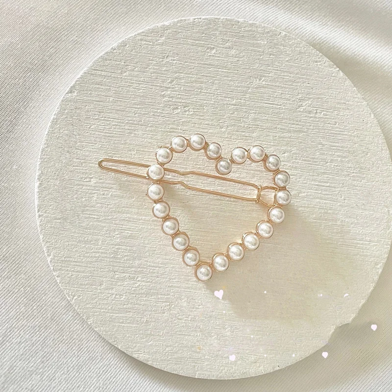 Pearl Heart Hair Clip And Earrings