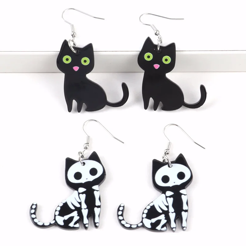 Little Black Cat Acrylic Earrings
