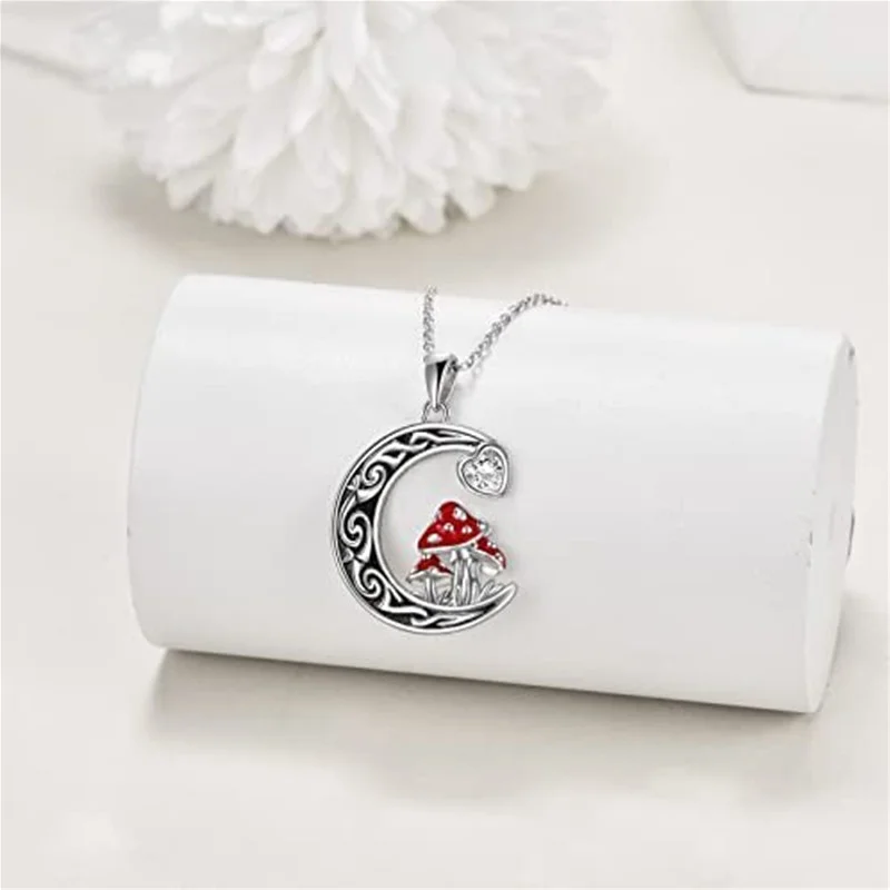 Moon And Red Mushroom Necklace