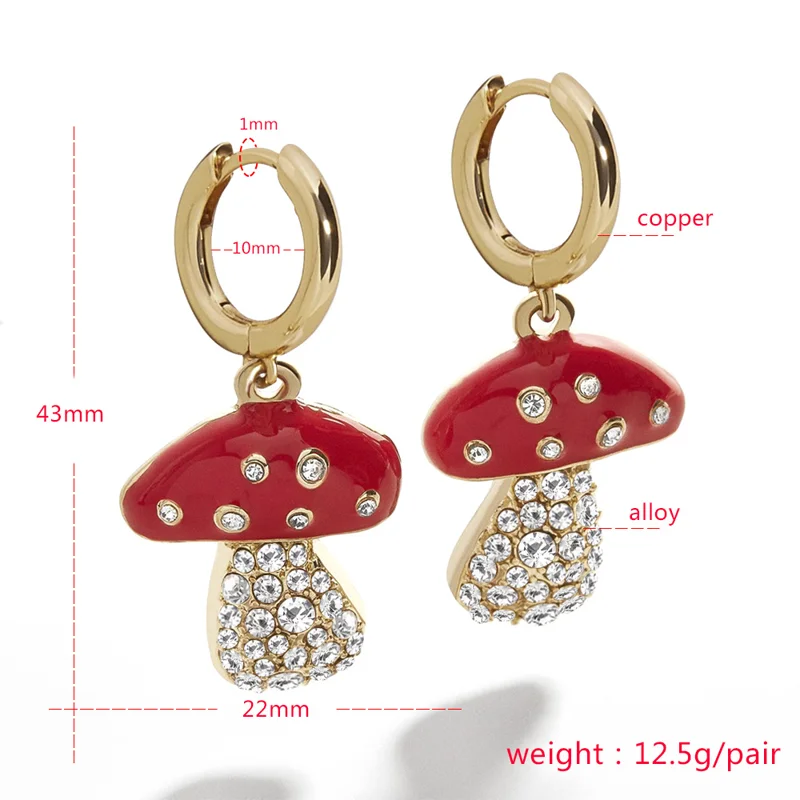 Red Mushroom Hoop Earrings