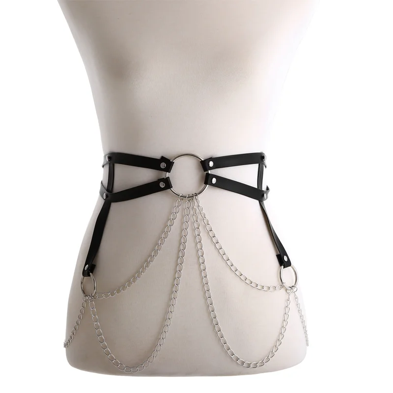 O Ring Belt With Draped Chains