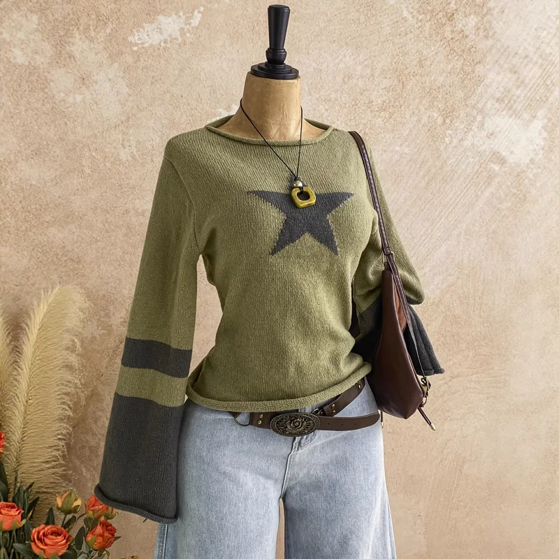 Green Star Knit Sweater