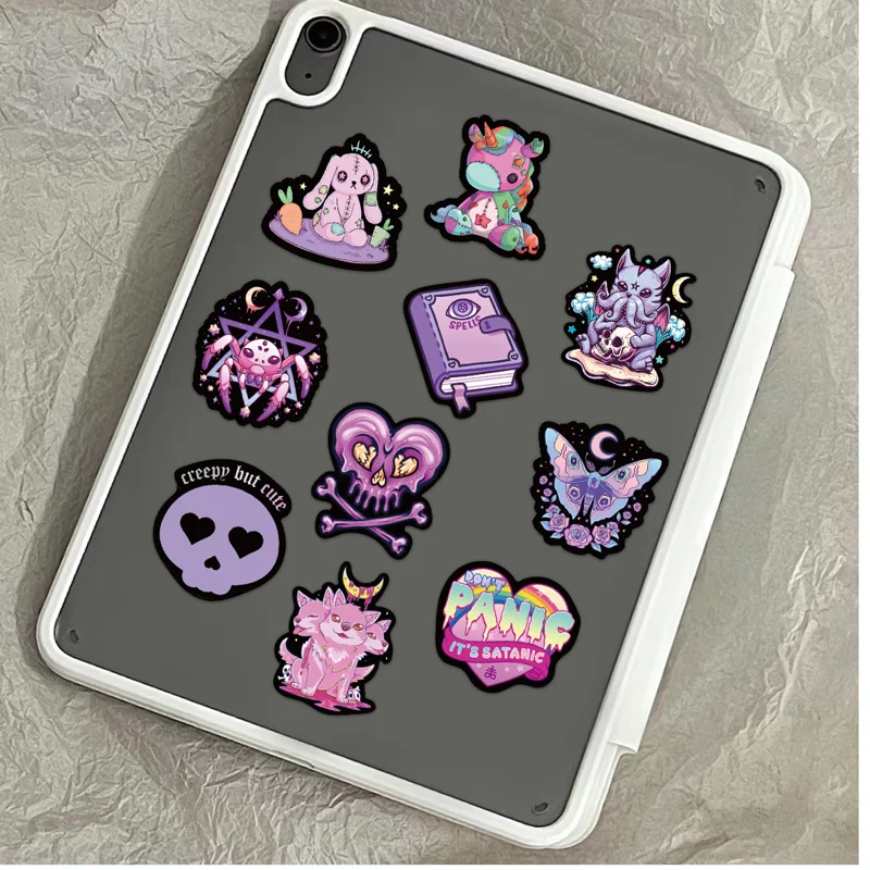 Pastel Creepy-Cute Journaling Sticker Set (56 pieces)