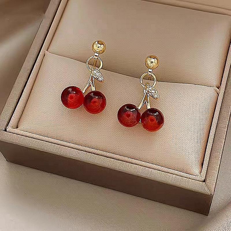 Glass Cherry Earrings