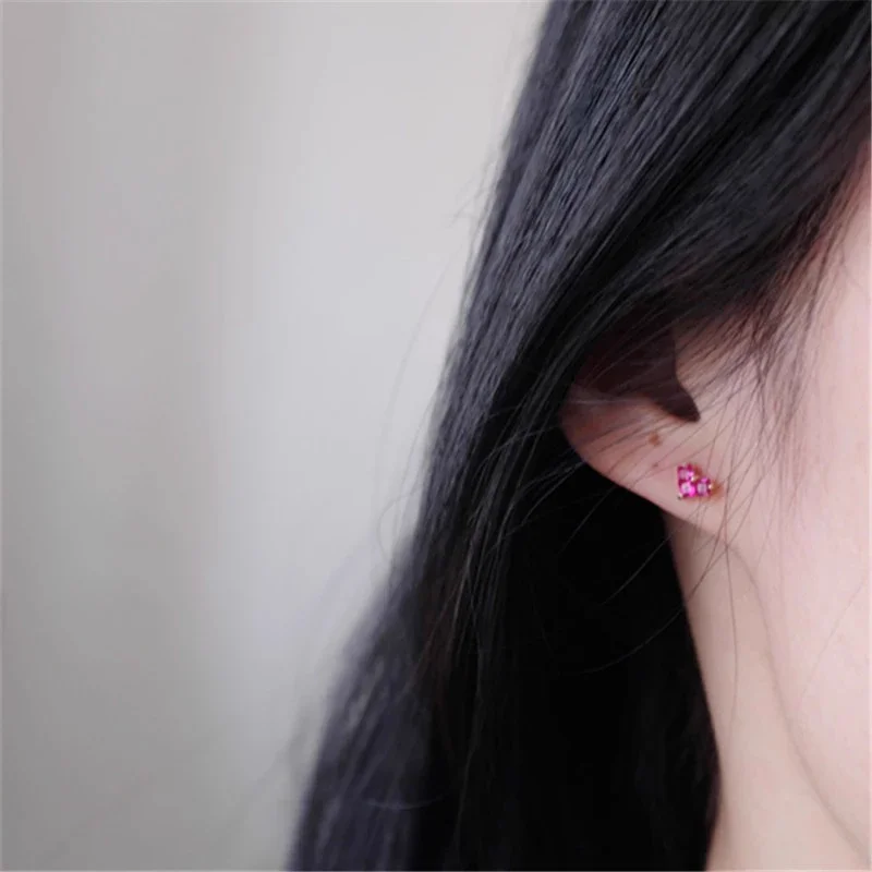 Pink Heart Stud Earrings