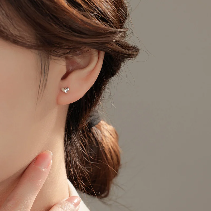 Silver-tone Heart Stud Earrings