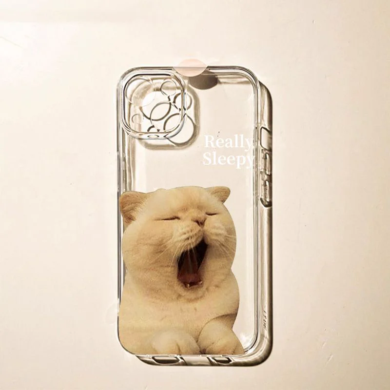 Simple Sleepy Yawn Cat Phone Case