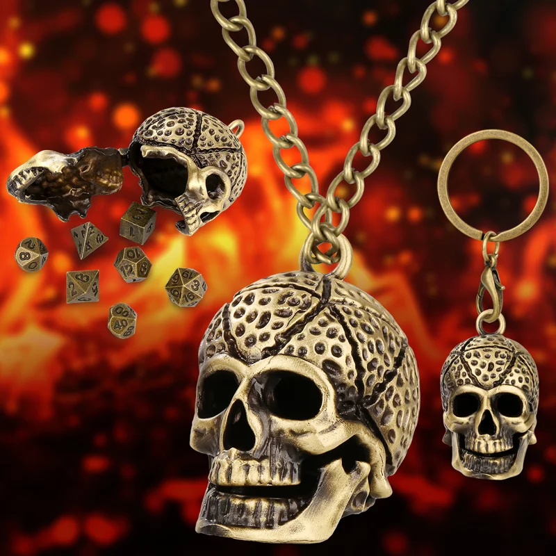 Skull Cage Pendant with Mini Dice