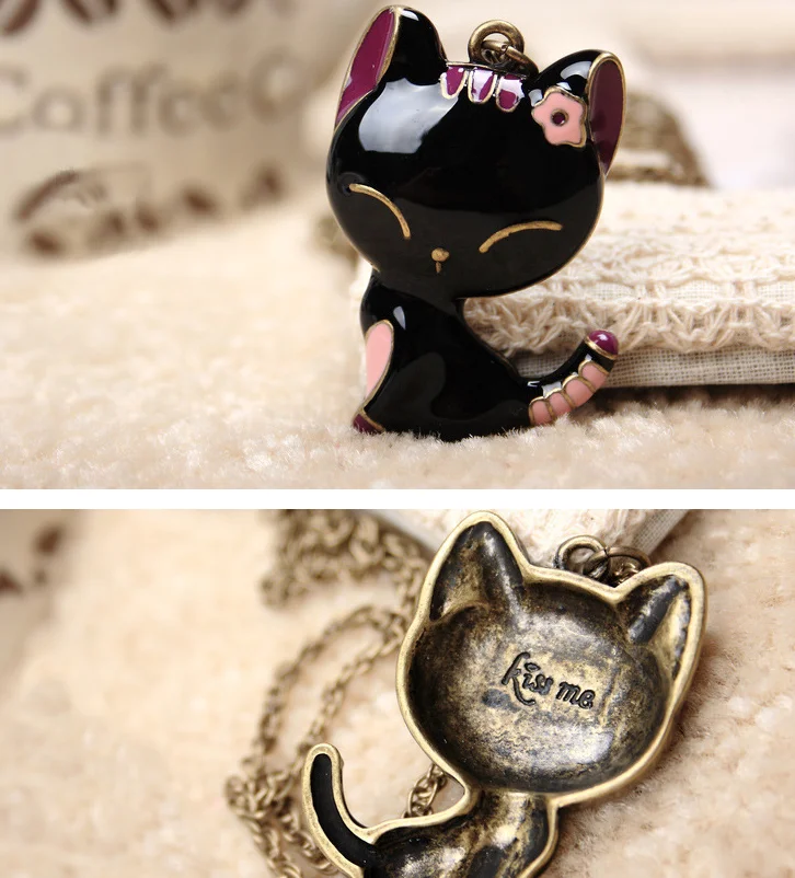 Smiling Black Cat Necklace