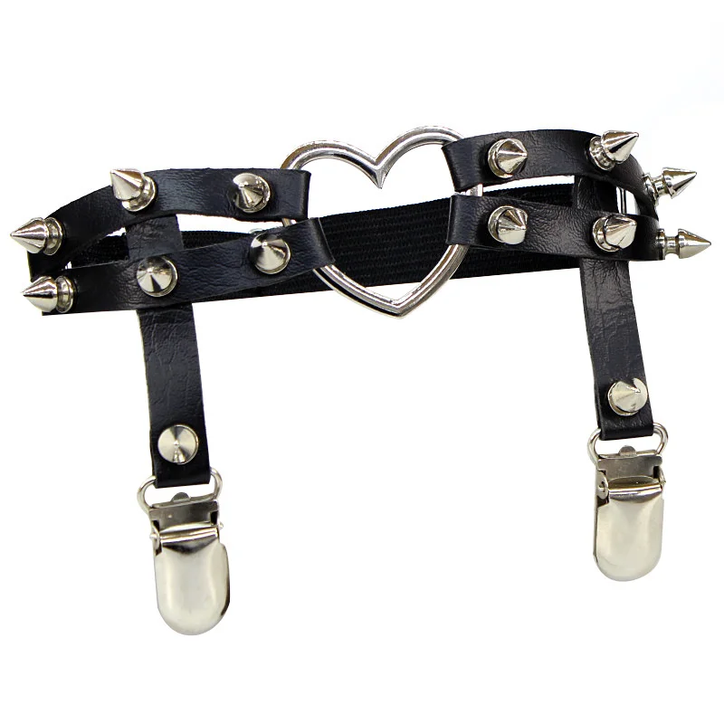 Spiked Heart Thigh Garter