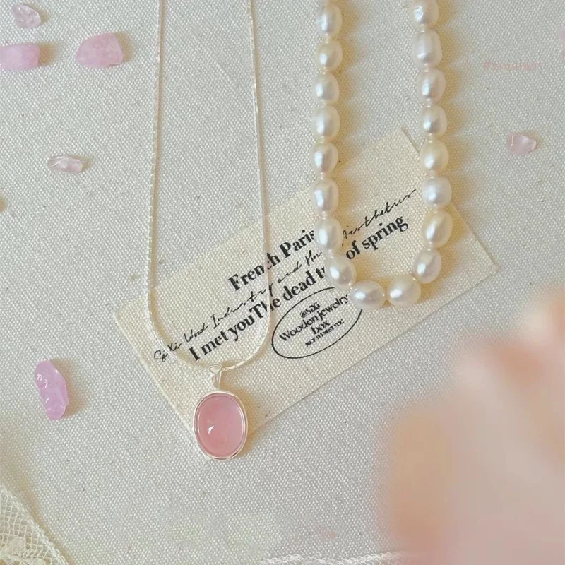 Strawberry Quartz Crystal Necklace