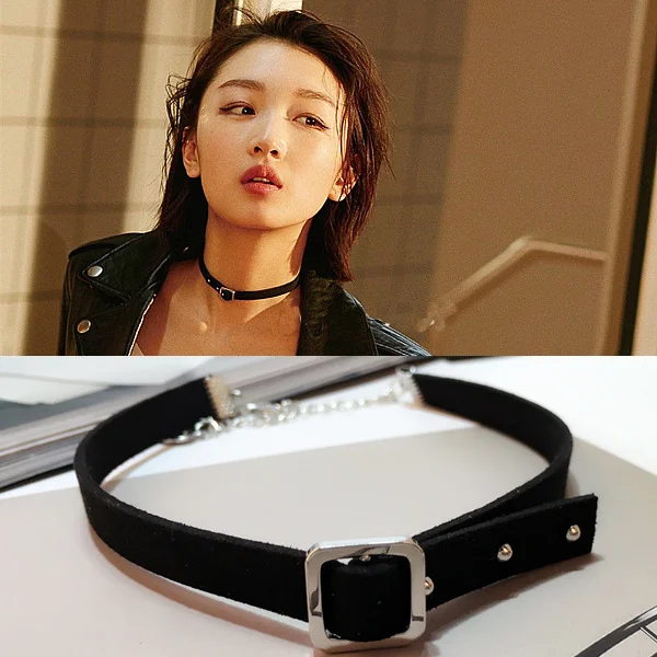 Square Buckle Velvet Choker