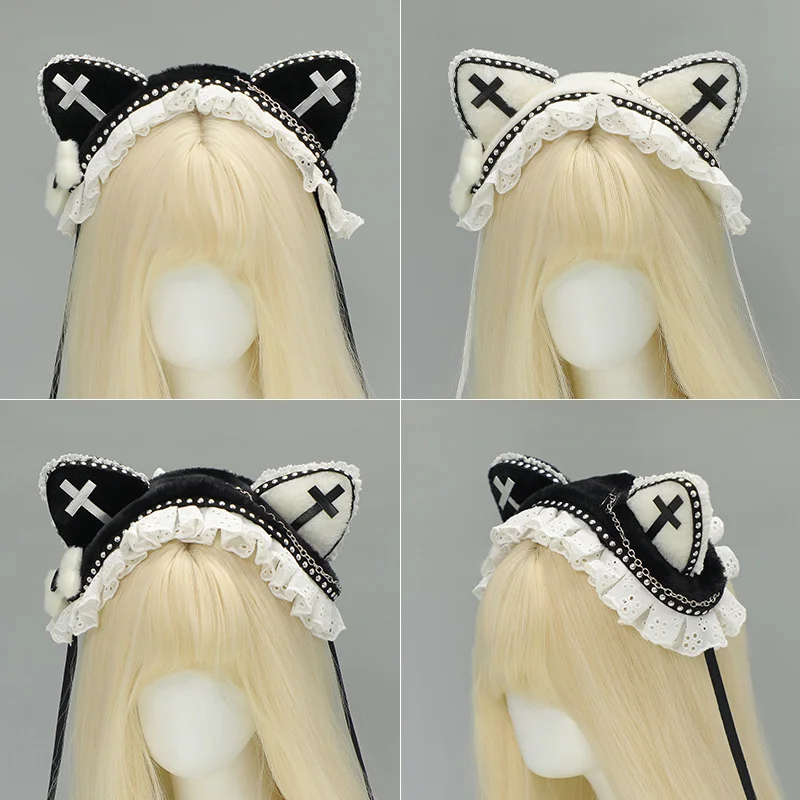 Studded Goth Cat Ear Headband
