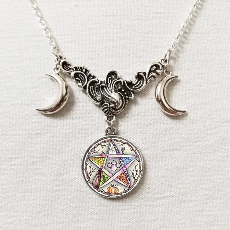 Triple Moon Goddess Necklace