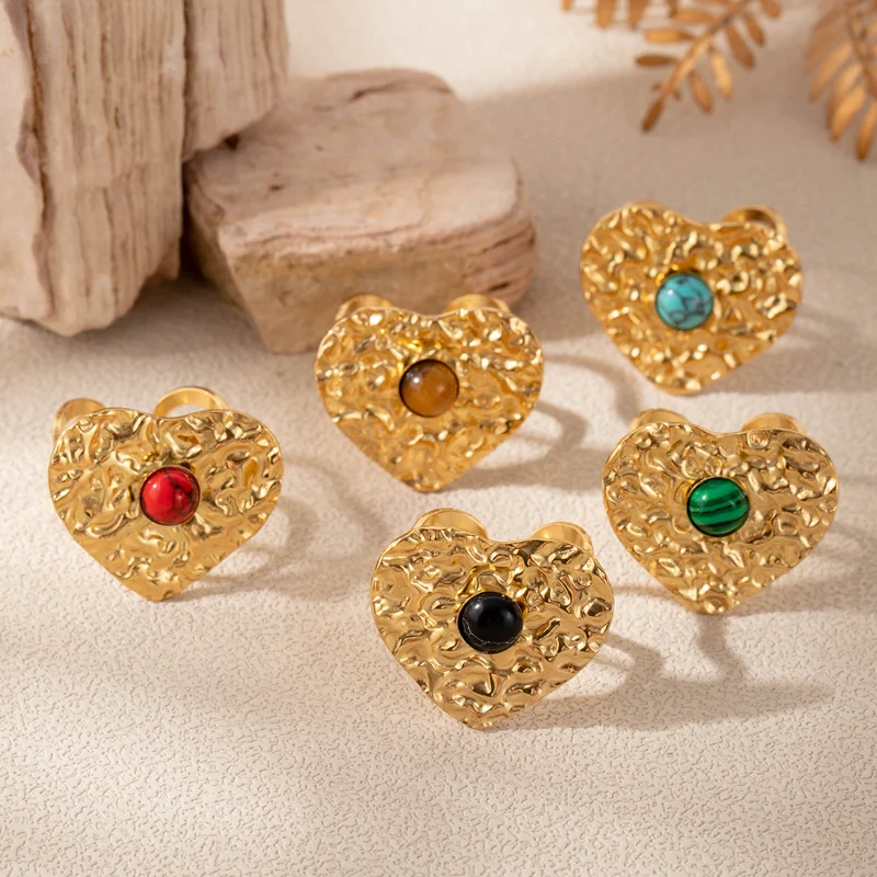 Hammered Gold-tone Heart Ring