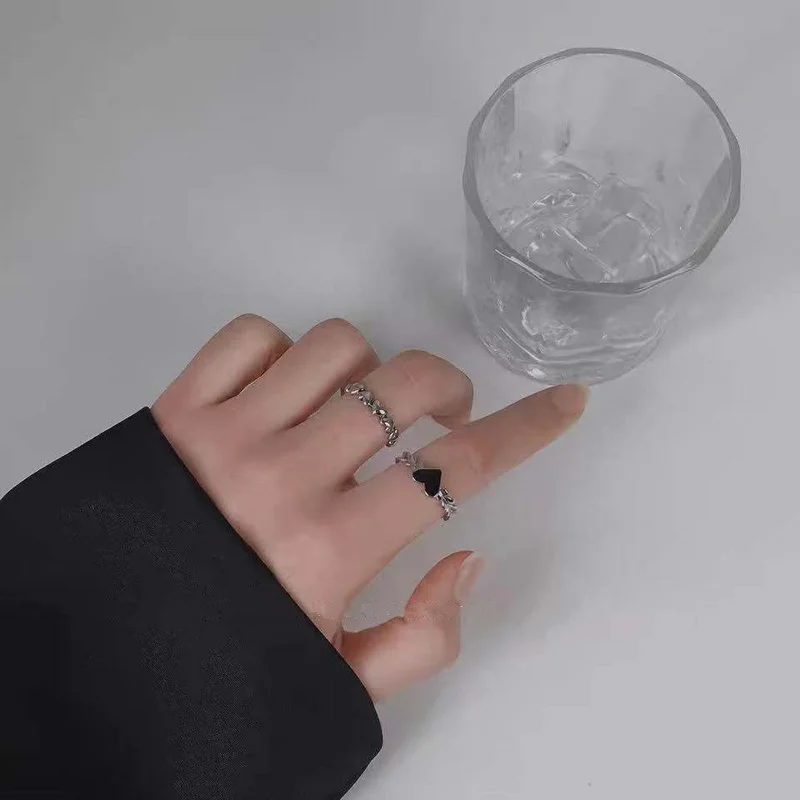 Black Heart Adjustable Ring