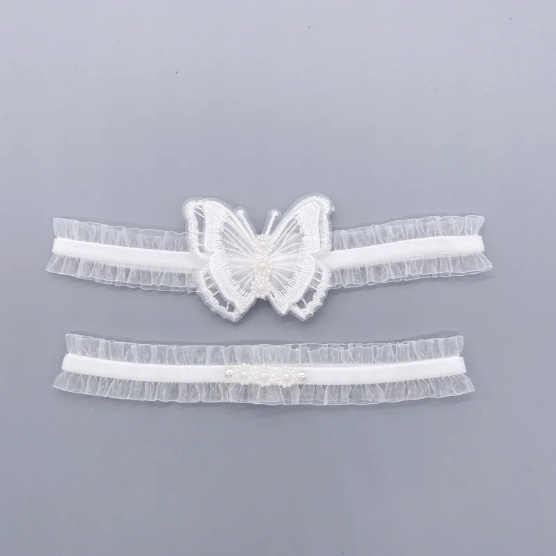 White Butterfly Leg Garter Set