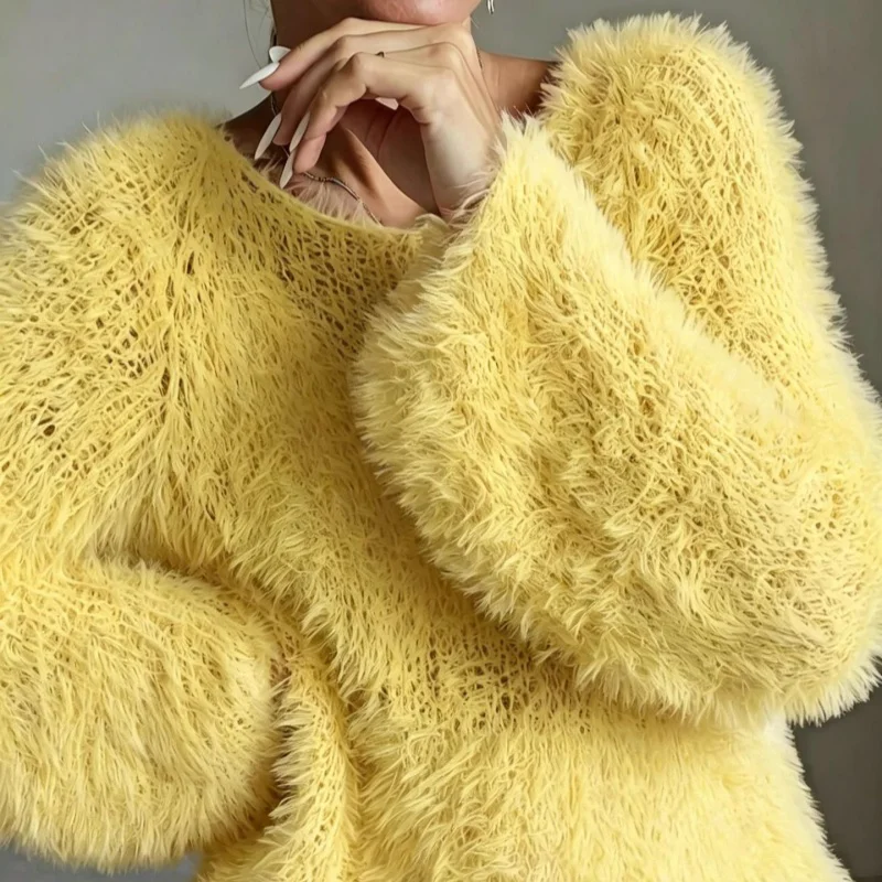 Fluffy Crew Neck Sweater