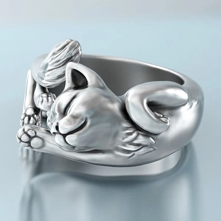 Sleeping Cat Open Ring
